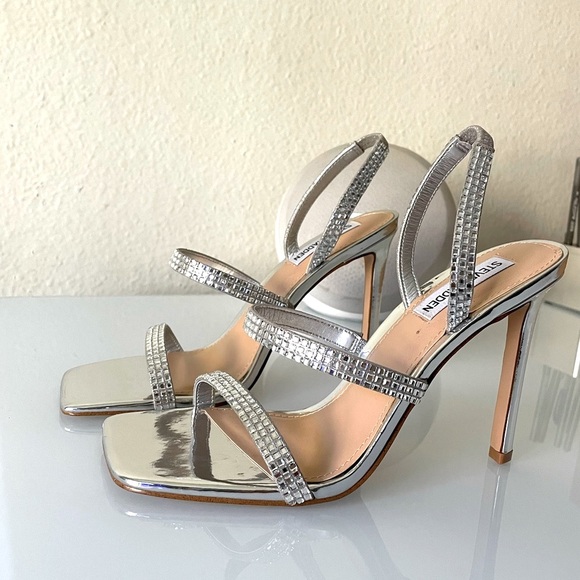 STEVE MADDEN “Gracey” Rhinestone Strappy Stiletto Sandals - Picture 3 of 12